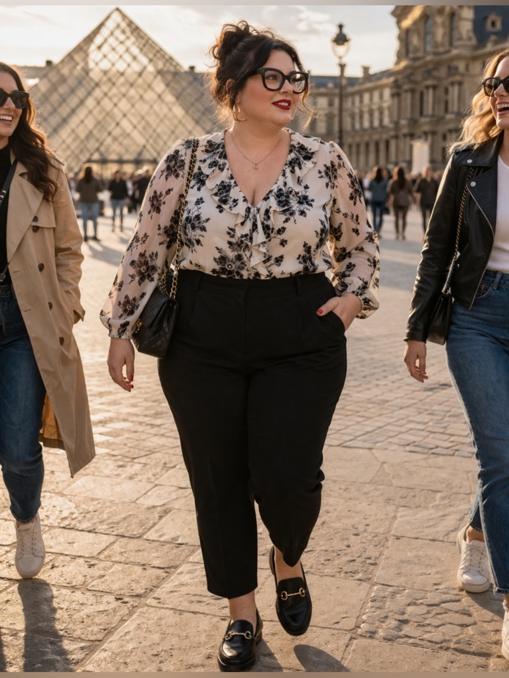 Plus size pull on straight leg pants.